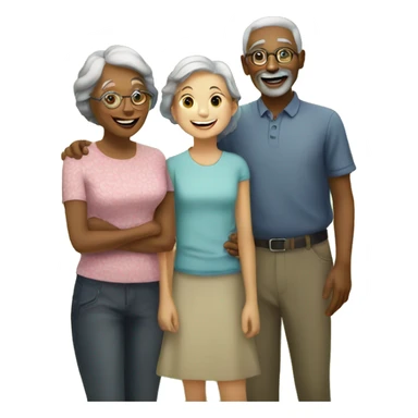 happy gathering under the trees grandparents and a girl sticker