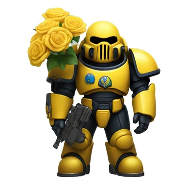yellow spacemarine holding flowers  sticker
