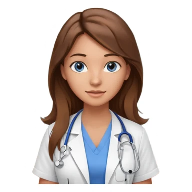 inside a classroom at university that says nursing school on the board with a pretty female nursing student with long brown hair, blue eyes sticker