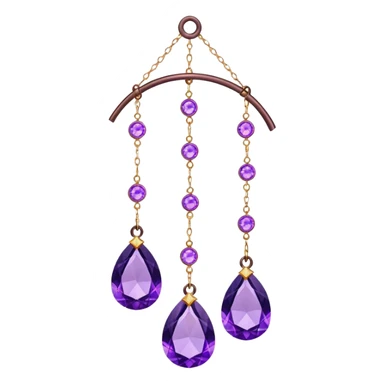 Hanging suncatcher, threads with shiny sparkly amethyst gemstones,  sticker
