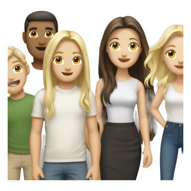 2 adults (1 white blonde man with long hair and 1 white woman with long blonde hair) & 3 kids (1 white brunette male, 1 asian brunette girl and 1 white brunette girl) sticker