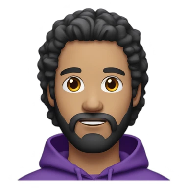 White man wirh Black hair and beard with purple hoodie  sticker