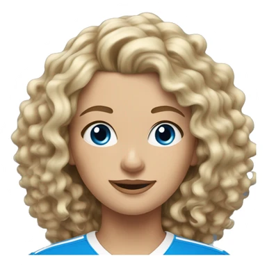 blonde and brown hair with blonde highlights curly haired woman with blue eyes in Wave FC jersey sticker