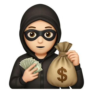 Robber holding a money bag sticker