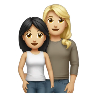 Blonde mom. Black hair father. Blonde toddler girl. Blonde toddler boy. Brown hair baby sticker