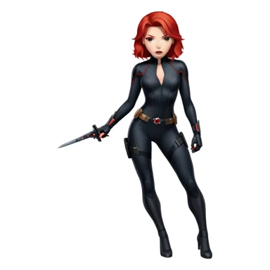 Black Widow superhero from Avengers with red hair, black bodysuit sticker