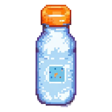 pixel art baby bottle containing milk with orange lid sticker