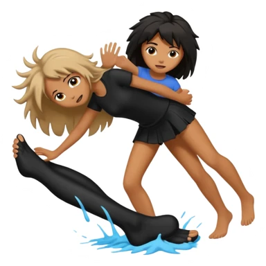 a foot placed on a girl's hair as if the foot were crushing her head sticker