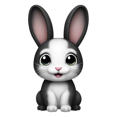 Bunny black and white with black ears  sticker