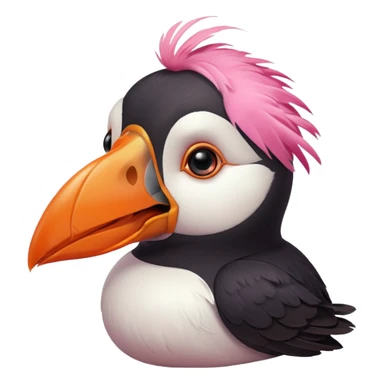 pink puffin angry blow steam nose beak sticker