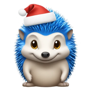 Blue hedgehog in Christmas hat  sticker