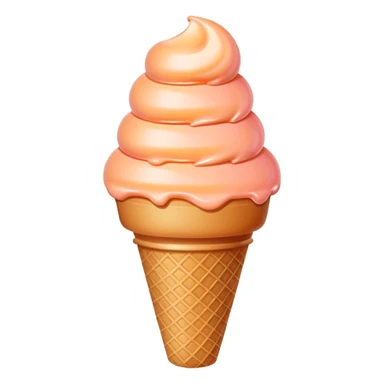 Peach ice cream in a cone, peachy pink color sticker
