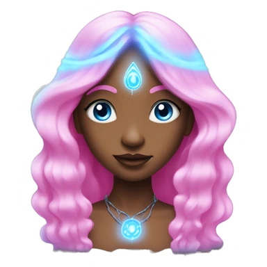 magical diva with pink andromedan skin long hair and blue eyes glowing third eye sticker