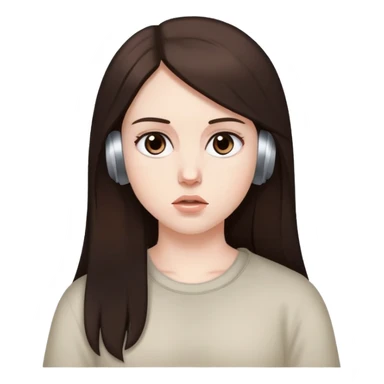 girl with long darke brown hair brown eyes and pale skin listening to Kanye west sticker