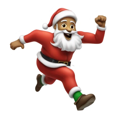 santa sprinting, with a large stride and arms outstretched sticker