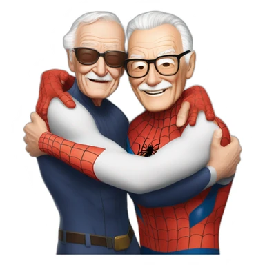 Spider-Man hug with Stan Lee sticker