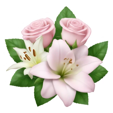 bouquet of light pink roses and white lilys sticker