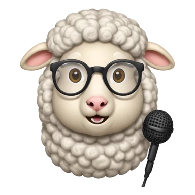 sheep with microphone and glasses sticker