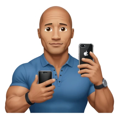 dwayne johnson with a mobile phone sticker