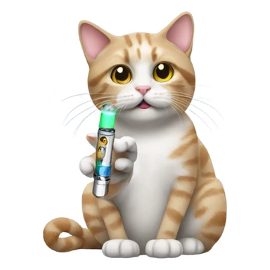 Cat holding a vape sticker