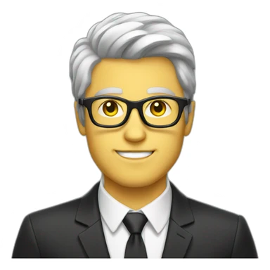 white guy with yellow tinted glasses and black hair wearing a suit  sticker