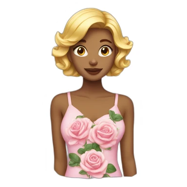 fille blonde fleur rose sticker