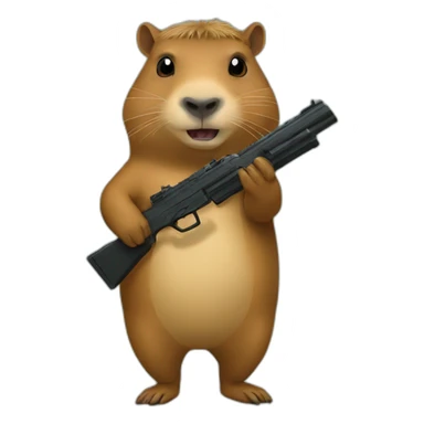 Capybara with a gun sticker