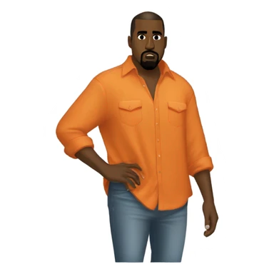 kanye west vestido Con una camisa naranja que tenga un zorro y sea una camisa de fútbol sticker