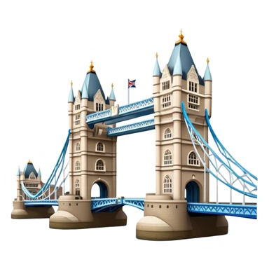 Cinematic Realistic Tower Bridge Landmark Emoji, depicted with iconic Victorian architecture spanning the River Thames, rendered with lifelike textures and dramatic natural lighting that captures its majestic presence. sticker