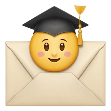 A simple emoji-style icon of a white manila envelope with subtle paper texture, clean edges, and a small graduation NUMBER  2022-photo icon on the front, graduation icon  sticker