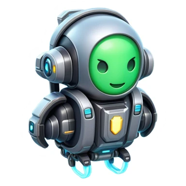 Clash of Clans aesthetic: Cinematic Playful 3D Isometric Jetpack Emoji, rendered in a 3D vector-style similar to standard emojis with minimal shading and bold, simplified shapes. A compact, distinct form with signature details, softly glowing with a futuristic sci-fi warfare charm. Simplified yet unmistakably iconic, highly detailed and consistent, glowing with a soft radiance and high shine. Stylized with a touch of high-tech brilliance and a soft glowing outline, capturing the essence of a beloved gaming relic with a friendly, playful manner! sticker