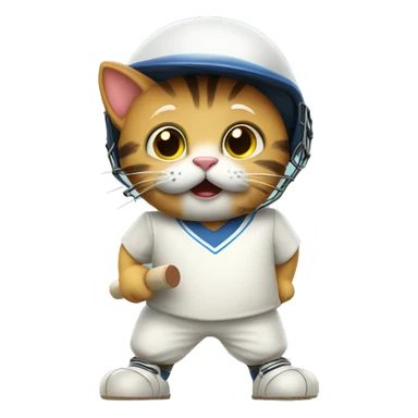 Play cricket cat sticker