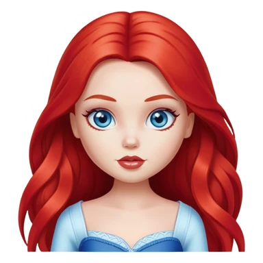 pretty bratz girl, bright red long hair, blue eyes, white skin sticker