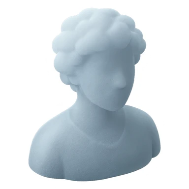 front view of a person from shoulders up, entirely composed of voluminous clouds, matte glass style sticker