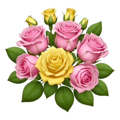 A mixed bouquet of pink roses and yellow lisianthus sticker
