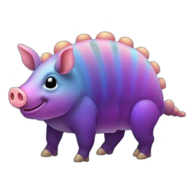 Iridescent cyan purple gradient pig armadillo cow centipede insect with star markings star shaped spots sticker
