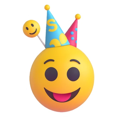 3D smiley emoji, round shape, party face, with the text "szétcsapva" sticker