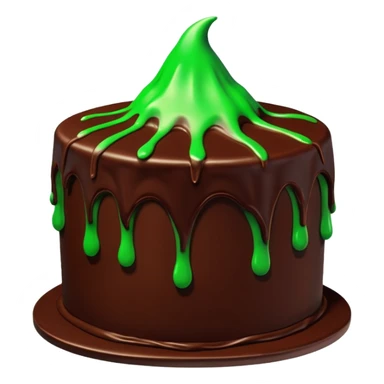 Chocolate Halloween cake with glowing green frosting dripping down the sides sticker