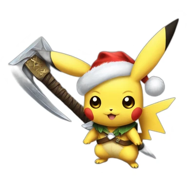 Pikachu Christmas and sword skyrim sticker