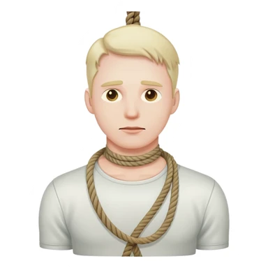 A man who’s hanging himself with a rope by his neck sticker