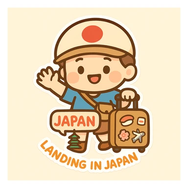sticker commemorating landing in japan sticker