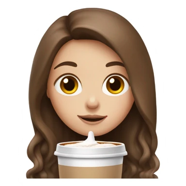 white girl with brown long hair and a hot chocolate sticker