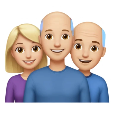 throuple blonde brunette females bald male sticker