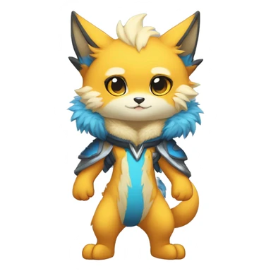 Anthro-Edgy-Cool-Blue-Yellow-Beige-Orange-Contrast-Colors-Fantasy-Fur-Sona-Chibi-Shiny-Fakémon-Hybrid full body sticker