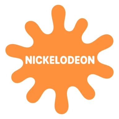 clean vector-style icon of Nickelodeon logo, fun and youthful, orange and white sticker