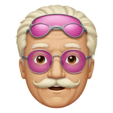 old guy with funny hair and shades and pink mustache sticker