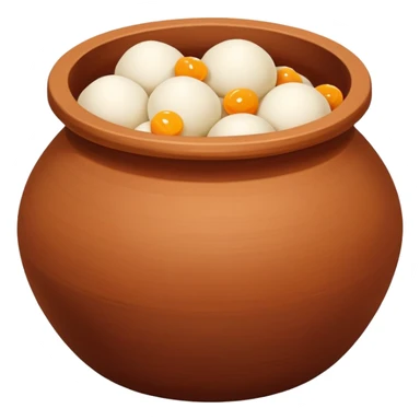 brown clay pot matka filled with rasgulla sweets sticker