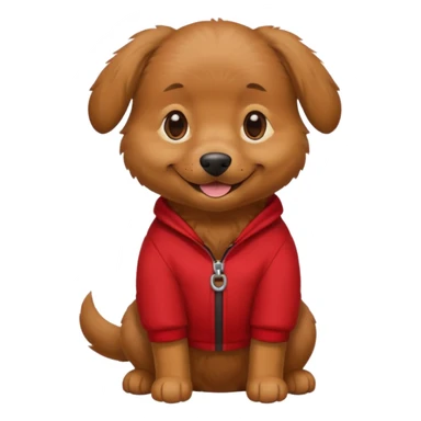 a dog with legs and arms with red clothers on sticker