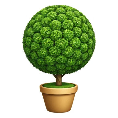 ball shaped topiary tree emoji, round green bush on trunk, spherical garden tree, emoji style, white background sticker