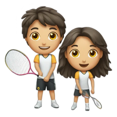 2 kids playing badminton sticker